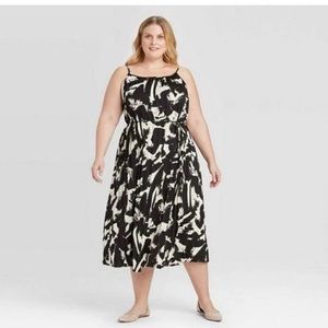 NWT Ava & Viv Animal Print Tank Spaghetti Dress Midi Zebra Target Plus 2X 2XL 2